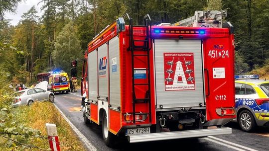 Dachował samochód. Droga została zablokowana