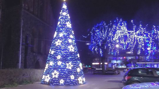 Duża choinka na placu Księcia Barnima I