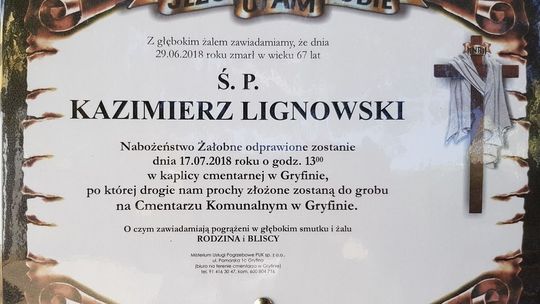Dzisiaj pogrzeb Kazimierza Lignowskiego