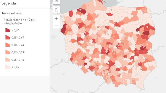 Gwałtowny wzrost zakażeń w powiecie. Jesteśmy ciemną plamą na mapie Polski 