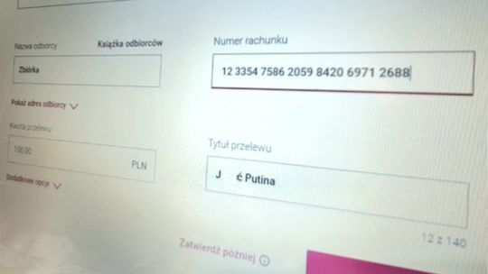 "J***ć Putina" w tytule przelewu? Bank może wstrzymać operację 