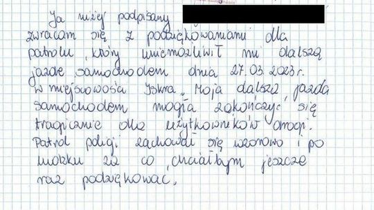 Jechał pijany. Policja zatrzymała go "po ludzku". Podziękował