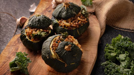 Jesienne smaki - patisony faszerowane jarmużem i kaszą gryczaną - przepis kulinarny