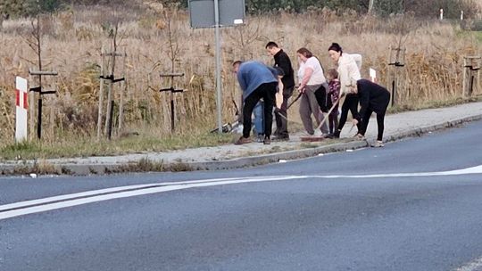 Mieszkańcy sami wyczyścili chodnik przy drodze wojewódzkiej nr 124