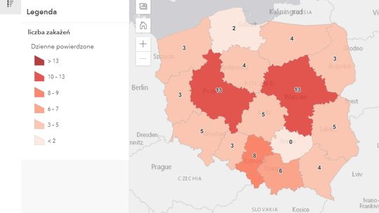 Nasz region na tle mapy zakażeń