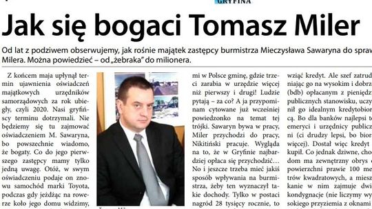Od „żebraka” do milionera - Siódemka rozlicza wiceburmistrza Milera