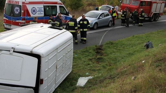 Pijani wypadli na łuku drogi