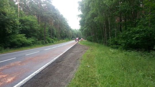 Plama substancji ropopochodnej na drodze Gryfino-Chojna