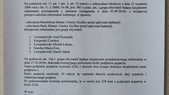 Podpisy pod referendum zniszczono komisyjnie