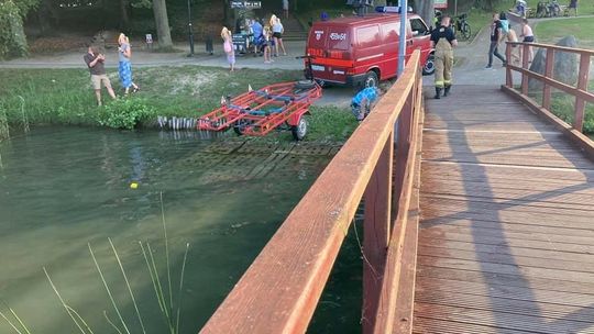 Przez silny wiatr nie mogli dopłynąć do brzegu jeziora