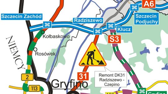 Remont DK nr 31 między Gryfinem a Szczecinem. Uwaga na utrudnienia!