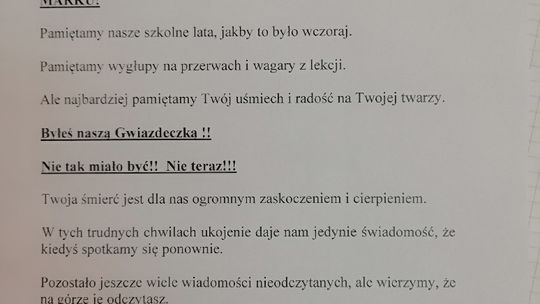 Tak Marka Gwiazdę pożegnali koledzy i koleżanki