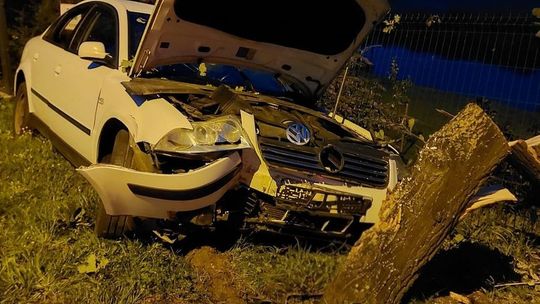 Uciekał volkswagenem przed naszą policją. Wylądował na drzewie