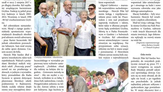 Wspominają burmistrza Henryka Piłata. Anegdota Ryszarda Kwapisza