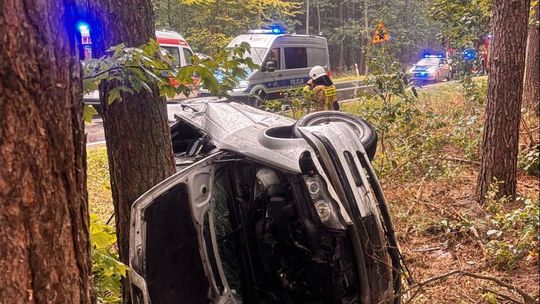 Wypadając z drogi wjechała w las. Zatrzymała się na drzewie i dostała mandat