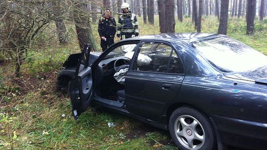 Wypadł z drogi i uderzył w drzewo