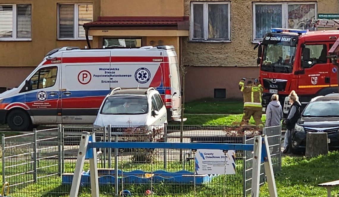 Akcja strażaków w bloku. Lądowanie LPR