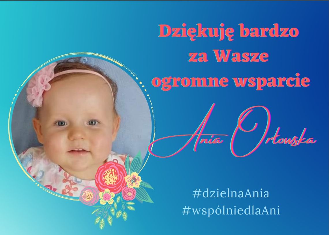 Ania Orłowska z rodziną dziękują za pomoc i wsparcie w walce z SMA1