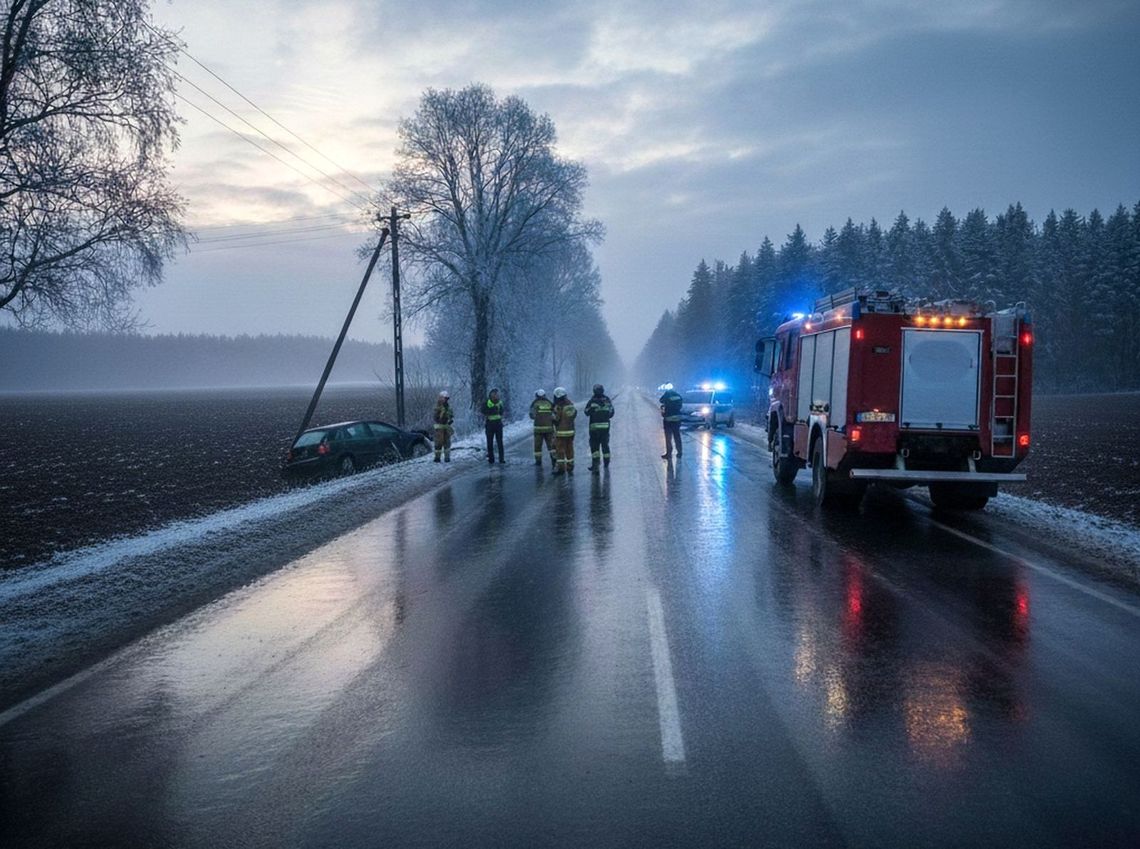 Czarny lód na drogach. Skrajnie niebezpieczne warunki w powiecie gryfińskim i całym kraju