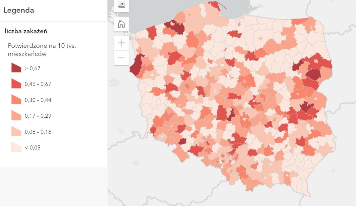 Gwałtowny wzrost zakażeń w powiecie. Jesteśmy ciemną plamą na mapie Polski 