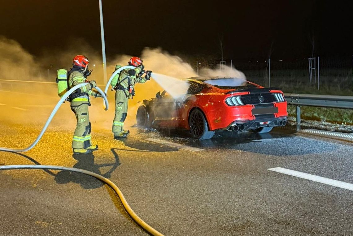 Kultowy Ford Mustang spłonął na S3. Policja i straż badają przyczyny pożaru Kultowy Ford Mustang spłonął na S3. Policja i straż badają przyczyny pożaru