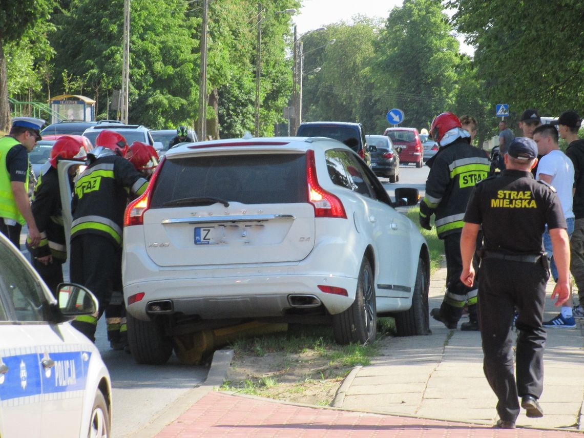 Pijana skosiła znak drogowy