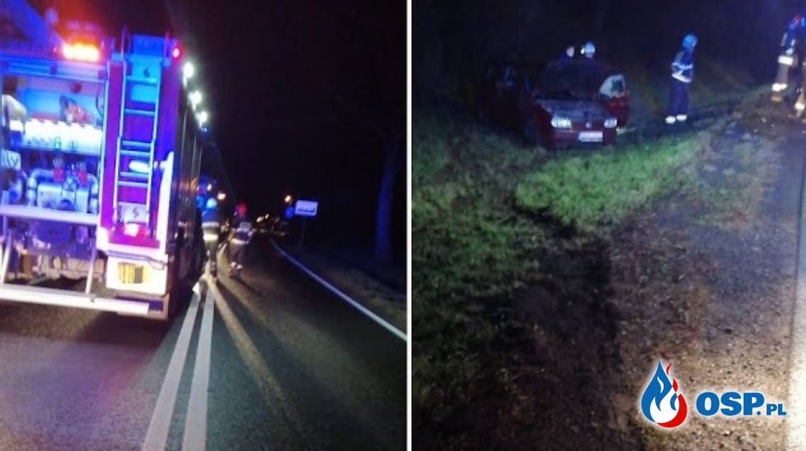 Pijany wylądował z partnerką w rowie