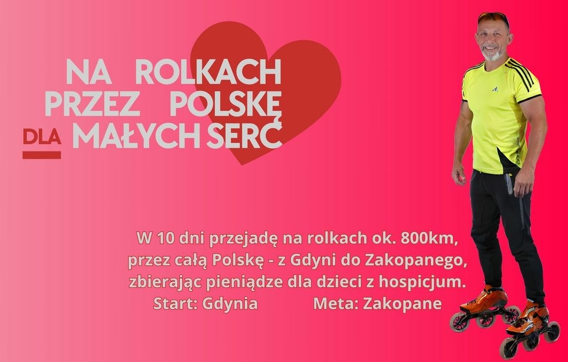 Na rolkach pokona trasę przez całą Polskę. 800 km przejedzie dla dzieci