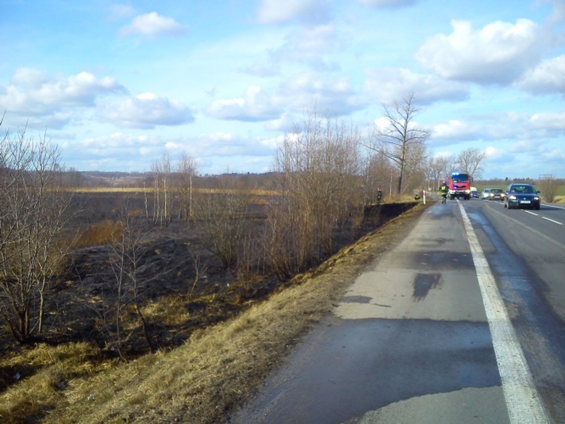 Płonące auto, nieużytki i śmieci