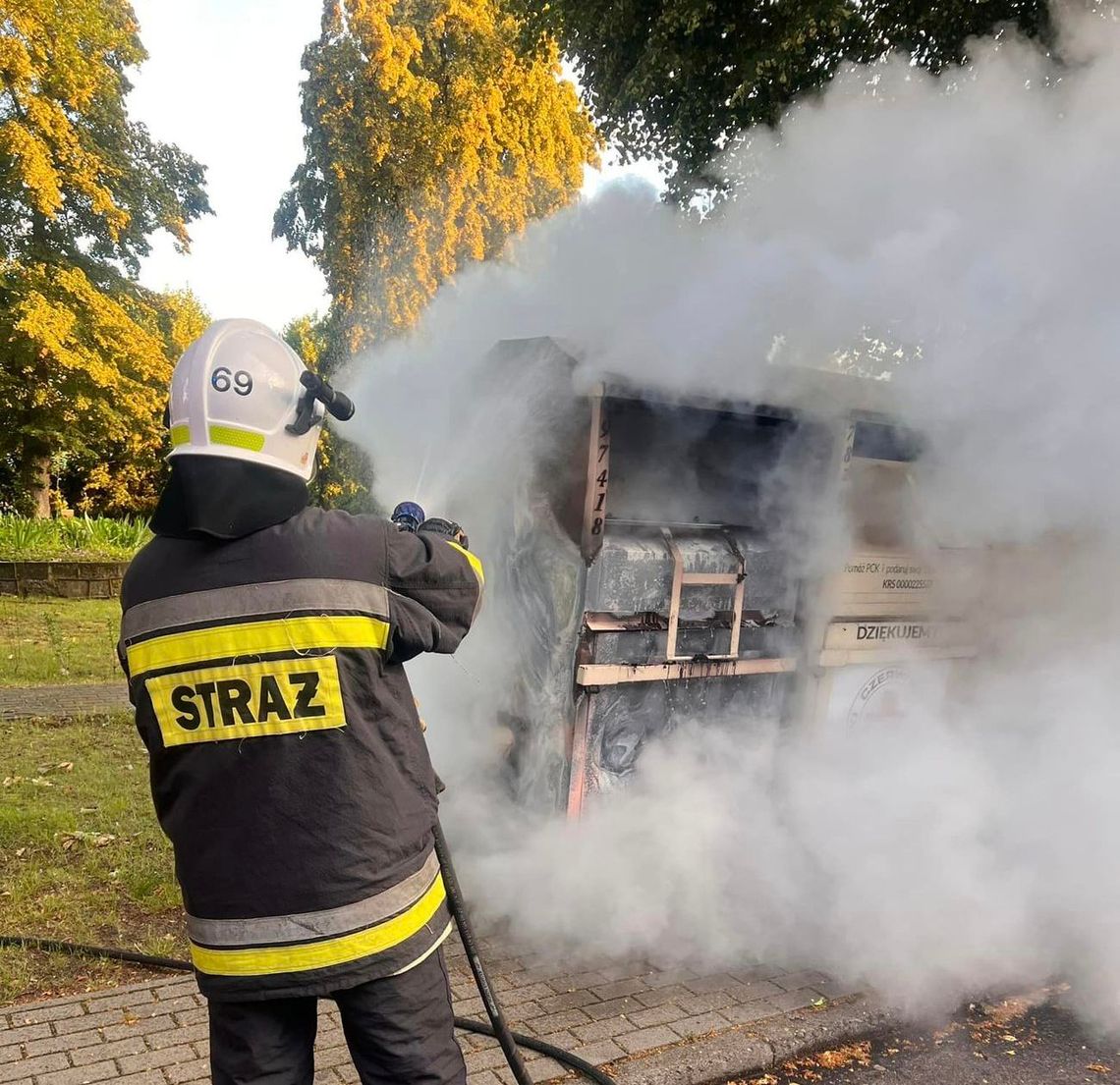 Pożar kontenera z odzieżą. Doszło do podpalenia?