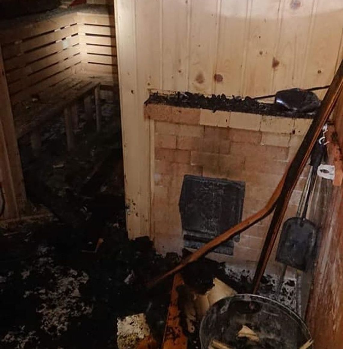 Pożar w saunie [ZDJĘCIA]