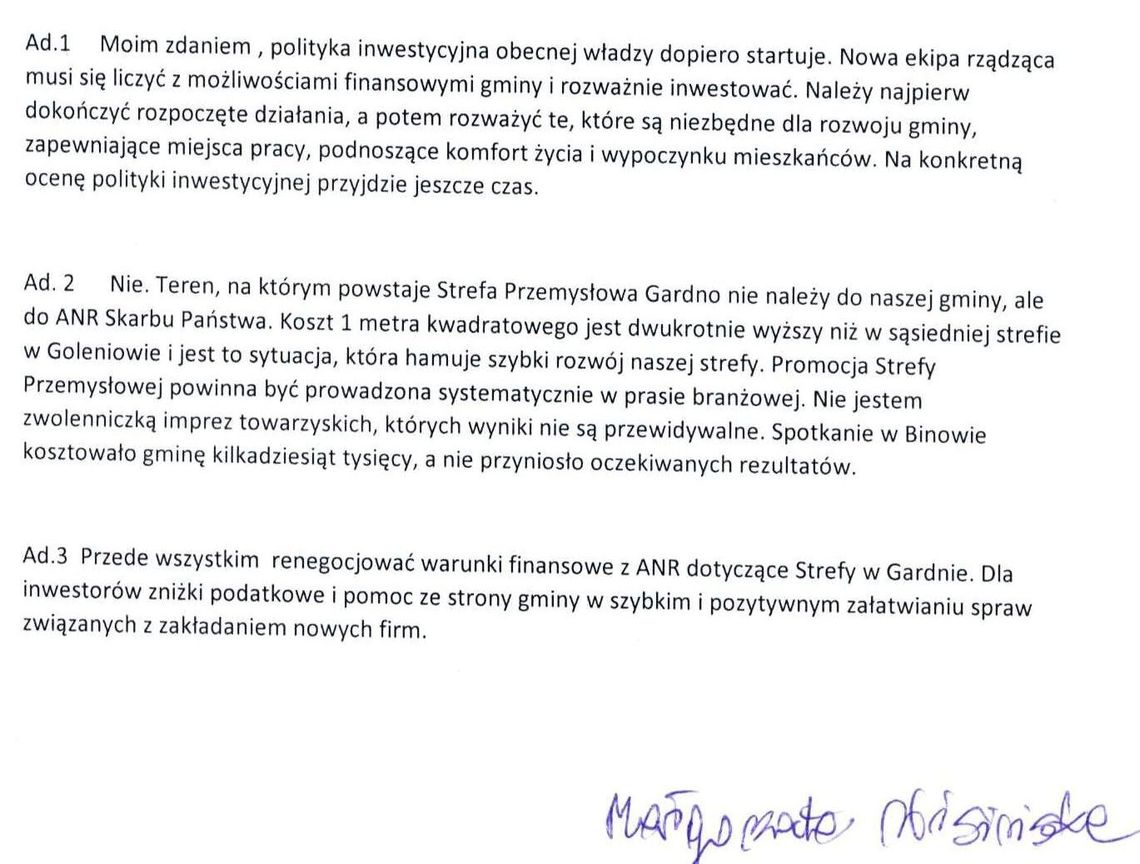 Radna Wisińska przesyła odpowiedzi