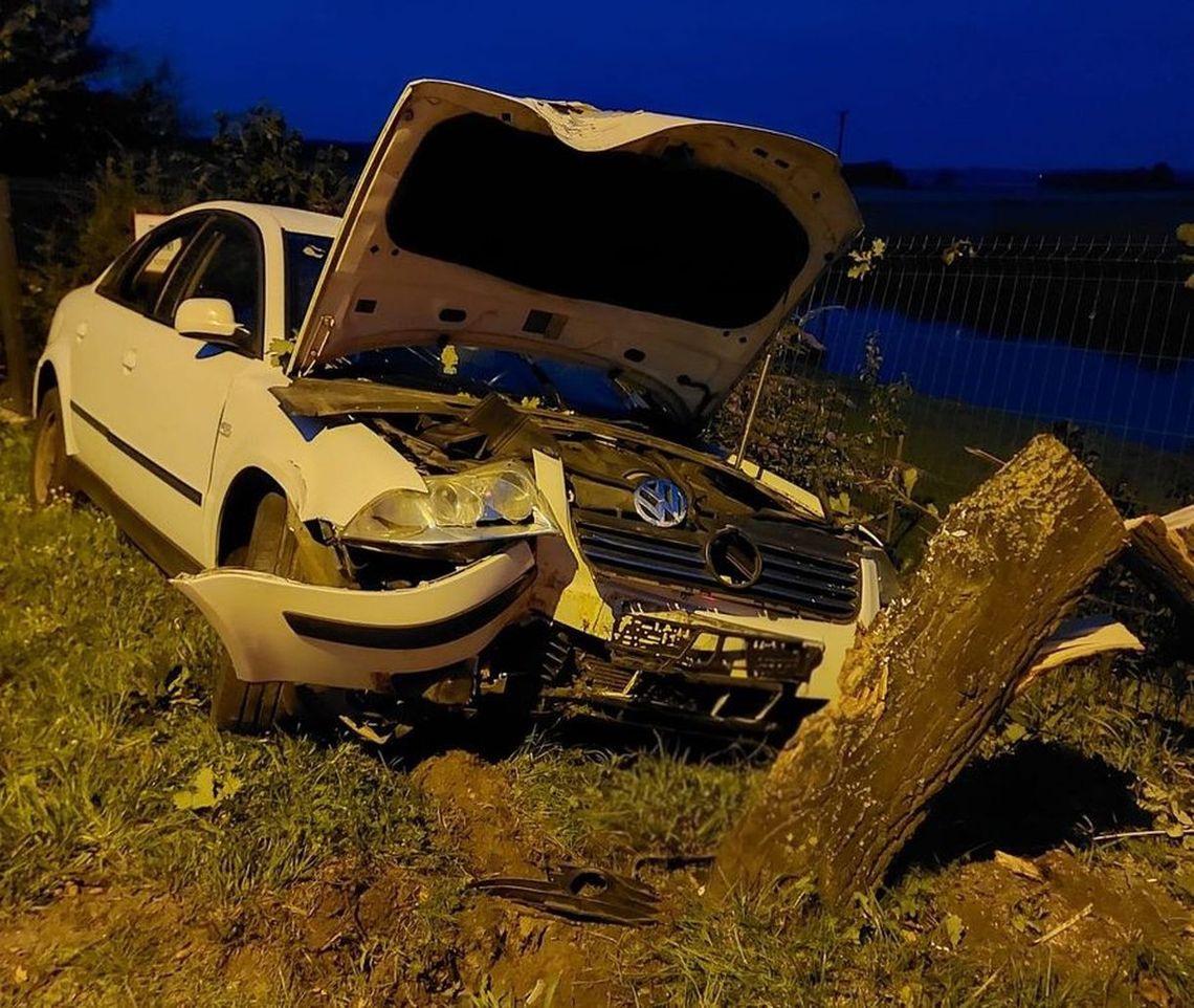 Uciekał volkswagenem przed naszą policją. Wylądował na drzewie Uciekał volkswagenem przed naszą policją. Wylądował na drzewie