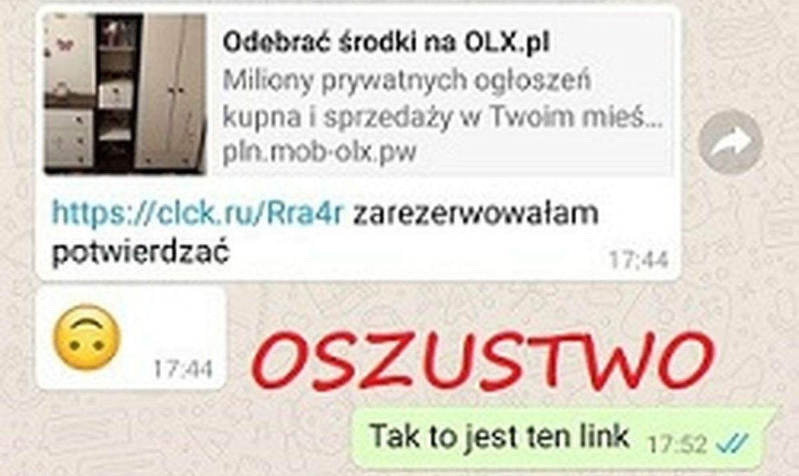 Uwaga na oszustwa przy pomocy OLX oraz WhatsApp