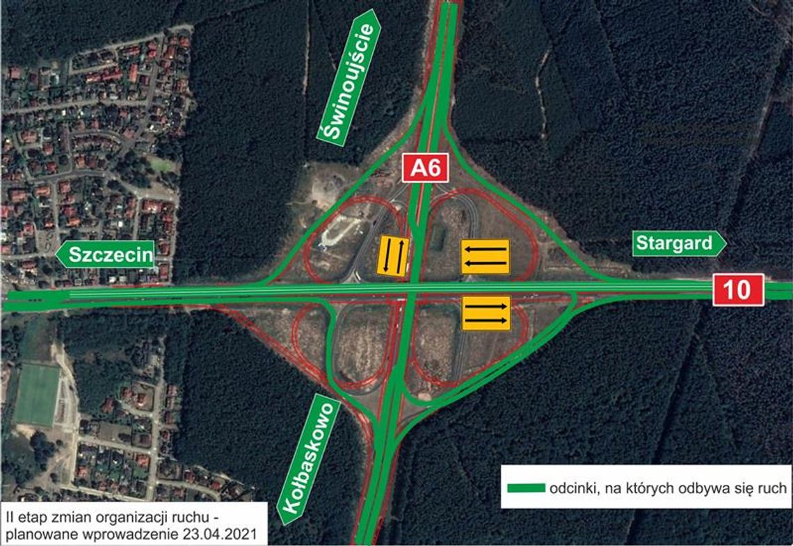 Wprowadzają istotne dla kierowców zmiany na węźle Szczecin-Kijewo 