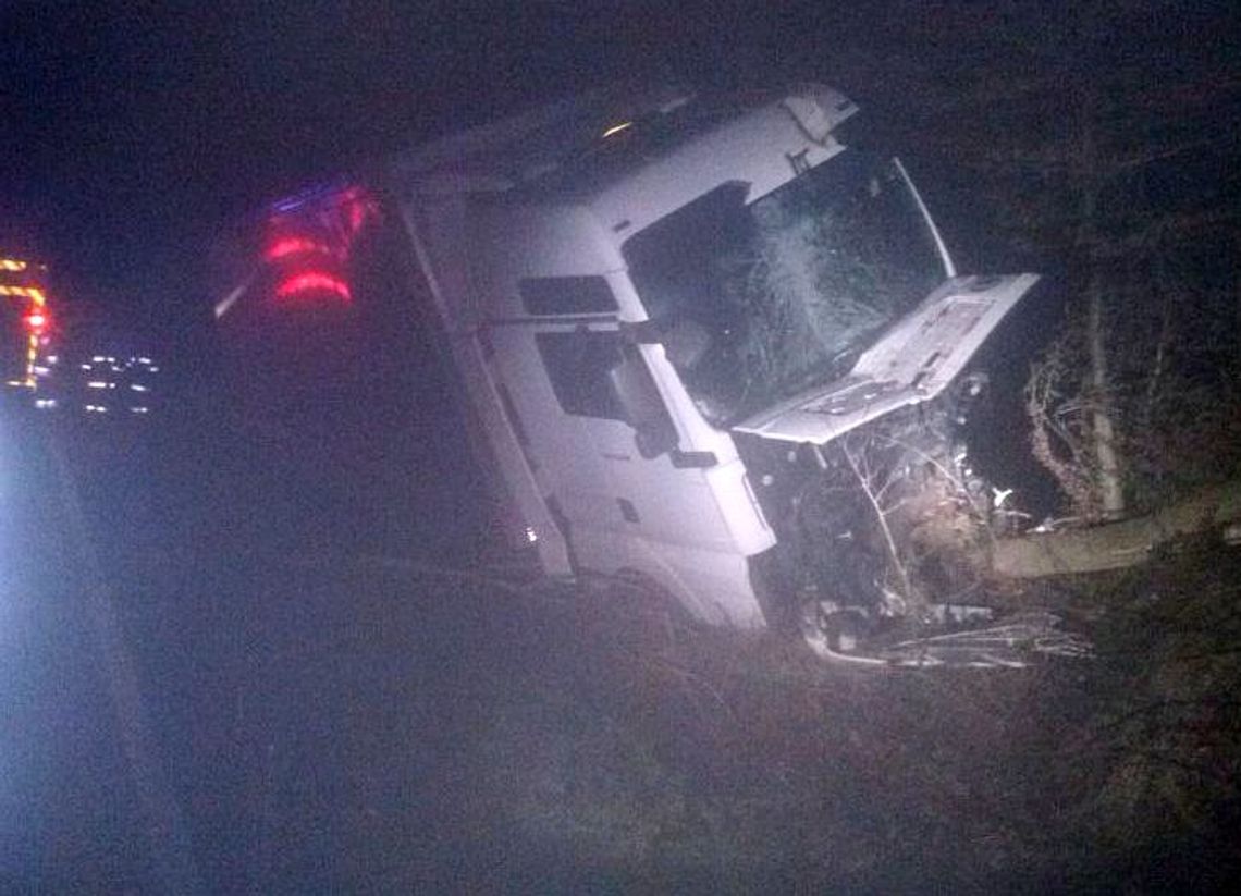 Wypadł z drogi i wpadł na drzewo Wypadł z drogi i wpadł na drzewo