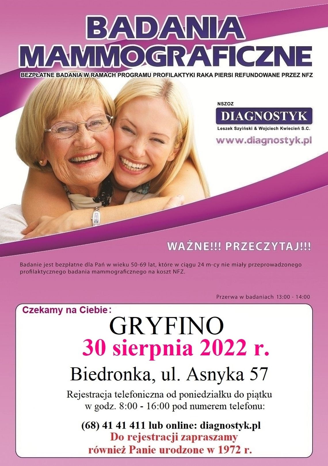 Zapraszają na bezpłatne badania mammograficzne Zapraszają na bezpłatne badania mammograficzne